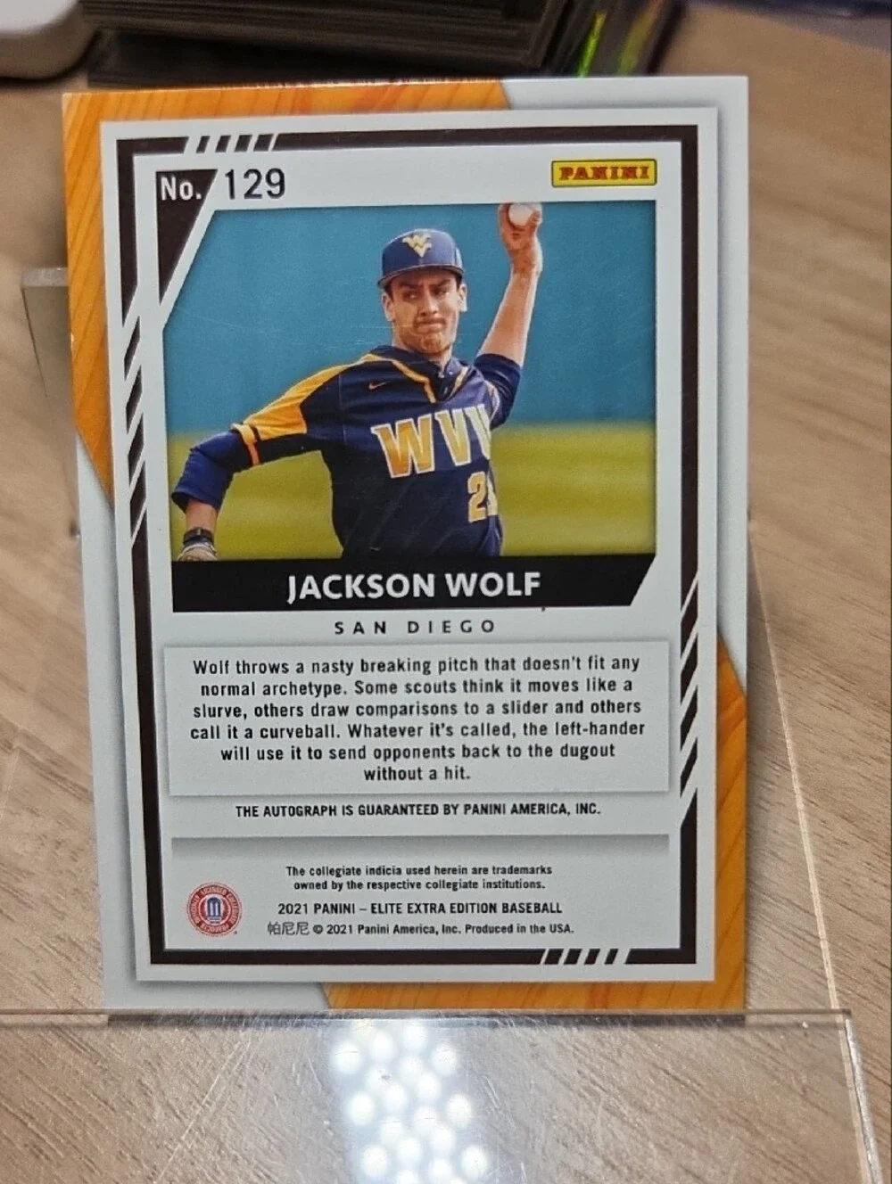 2021 Panini Elite Extra Edition Jackson Wolf Autograph Card - Blue, Gold, Black